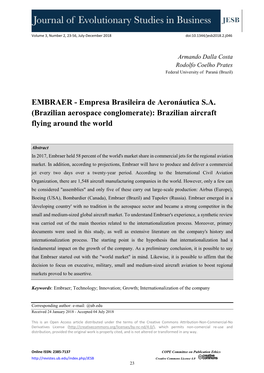 EMBRAER - Empresa Brasileira De Aeronáutica S.A