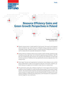 Resource Efficiency Gains and Green Growth Perspectives in Poland