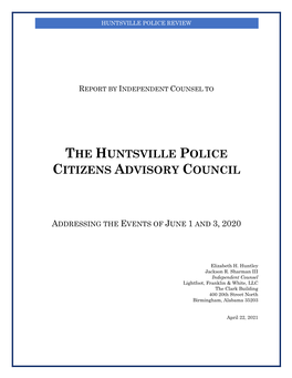 Huntsville Police Citizens Advisory Council Report
