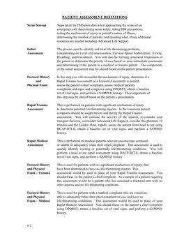 Patient Assessment Definitions