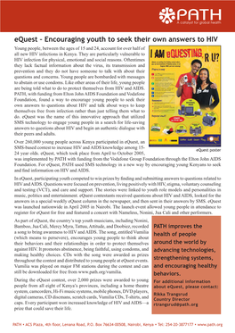 Equest: Encouraging Youth to Seek Their Own Answers to HIV (Fact Sheet)