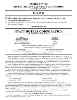 HYATT HOTELS CORPORATION (Exact Name of Registrant As Specified in Its Charter)