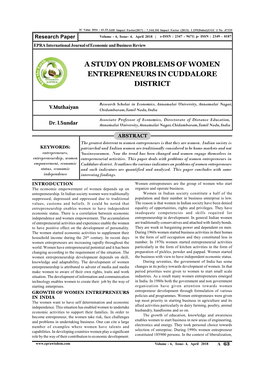 A Study on Problems of Women Entrepreneurs in Cuddalore District