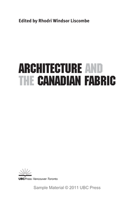 Architecture and the Canadian Fabric