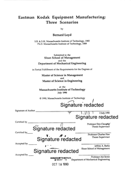 Eastman Kodak Equipment Manufacturing: Three Scenarios