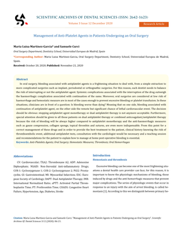 Management of Anti-Platelet Agents in Patients Undergoing an Oral Surgery