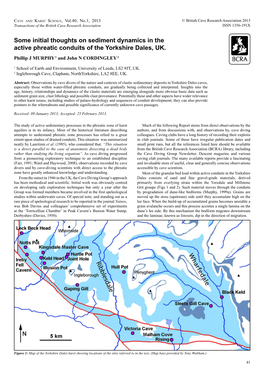 Some Initial Thoughts on Sediment Dynamics in the Active Phreatic Conduits of the Yorkshire Dales, UK