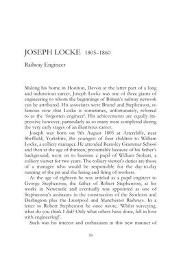 JOSEPH LOCKE 1805–1860 Railway Engineer