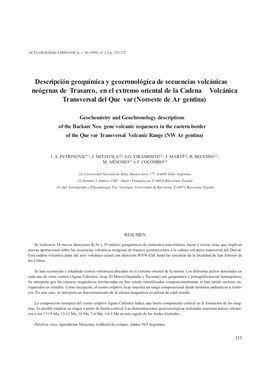 Descripción Geoquímica Y Geocronológica De Secuencias