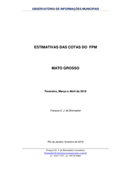 Estimativas Das Cotas Do Fpm Mato Grosso