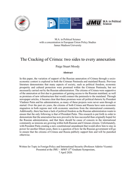 The Cracking of Crimea: Two Sides to Every Annexation