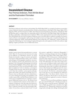 Inconsistent Cinema: Paul Thomas Anderson, There Will Be Blood and the Postmodern Filmmaker