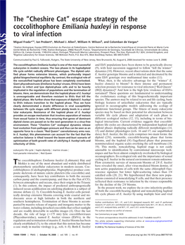 The “Cheshire Cat” Escape Strategy of the Coccolithophore Emiliania Huxleyi in Response to Viral Infection