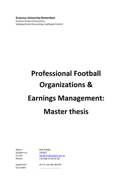 Professional Football Organizations & Earnings Management