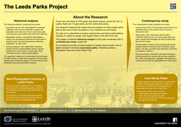 About the Research Historical Analysis There Are More Than 27,000 Parks and Green Spaces Across the UK