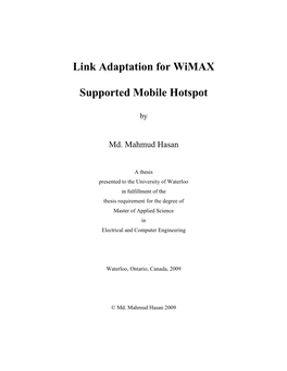 Link Adaptation for Wimax Supported Mobile Hotspot