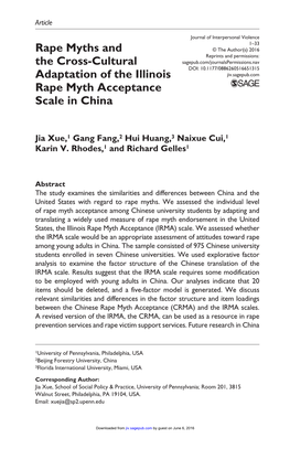 Rape Myths and the Cross-Cultural Adaptation of the Illinois Rape Myth