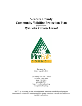 Ventura County Community Wildfire Protection Plan Prepared by the Ojai Valley Fire Safe Council