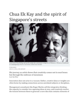 Chua Ek Kay and the Spirit of Singapore's Streets