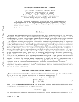 Inverse Problem and Bertrand's Theorem