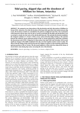 Tidal Pacing, Skipped Slips and the Slowdown of Whillans Ice Stream, Antarctica