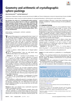 Geometry and Arithmetic of Crystallographic Sphere Packings