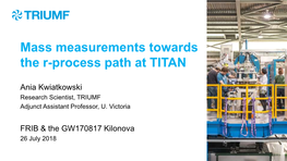 Mass Measurements Towards the R-Process Path at TITAN