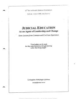 JUDICIAL EDUCATION As an Agent of Leadership and Change