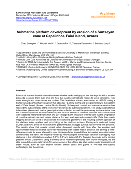 Submarine Platform Development by Erosion of a Surtseyan Cone at Capelinhos, Faial Island, Azores