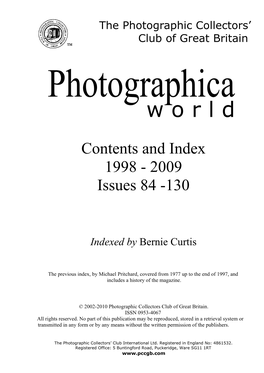 Contents and Index 1998 - 2009 Issues 84 -130