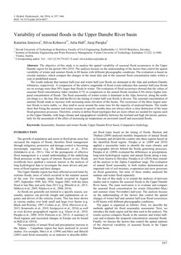 Variability of Seasonal Floods in the Upper Danube River Basin