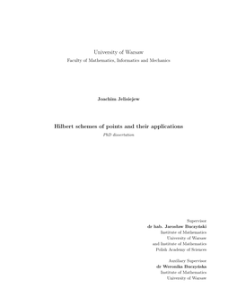 Joachim Jelisiejew – Hilbert Schemes of Points And