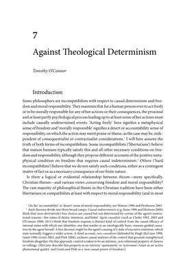 Against Theological Determinism 133 Cases with Respect to Freedom)