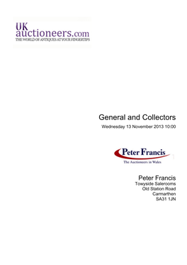 General and Collectors Wednesday 13 November 2013 10:00