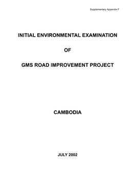 Initial Environmental Examination of GMS Road Improvement Project