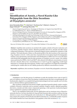 Identification of Arenin, a Novel Kunitz-Like Polypeptide from The