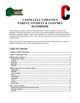 Castilleja Athletics Parent, Student & Coaches Handbook