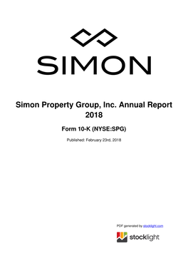 Simon Property Group, Inc. Annual Report 2018