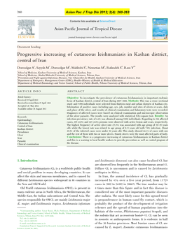 Progressive Increasing of Cutaneous Leishmaniasis in Kashan District