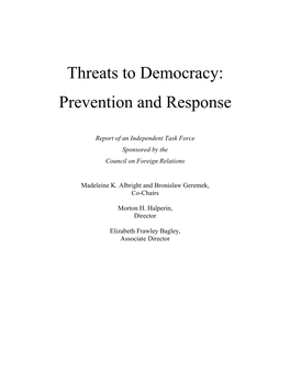 Threats to Democracy: Prevention and Response