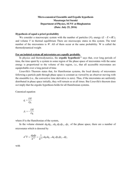 3.2 MC II Ergodic Hypothesis