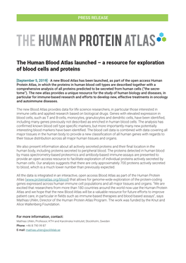 A Resource for Exploration of Blood Cells and Proteins