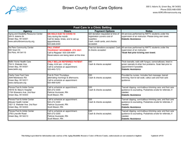 Brown County Foot Care Options Phone (920) 448-4300