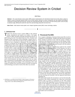 Decision Review System in Cricket
