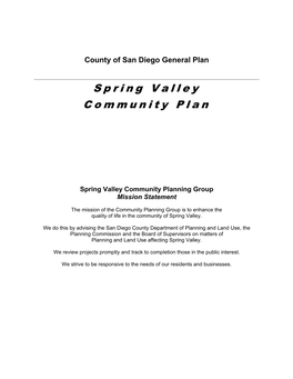 Spring Valley Community Plan