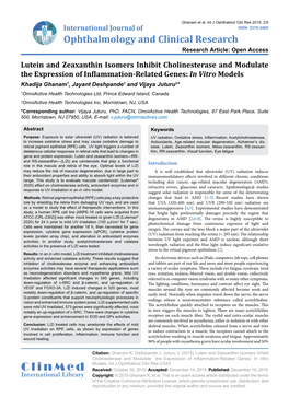 Lutein and Zeaxanthin Isomers Inhibits Cholinesterase And