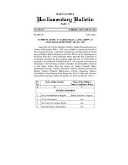 Parliamentary Bulletin PART- II