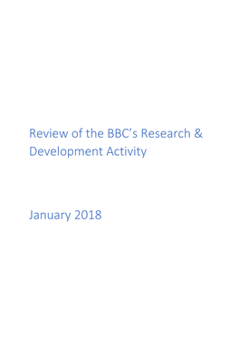 Review of the BBC's Research & Development Activity January 2018
