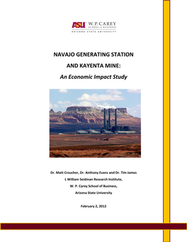 NAVAJO GENERATING STATION and KAYENTA MINE: an Economic Impact Study