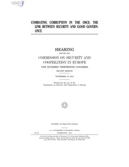 Combating Corruption in the Osce: the Link Between Security and Good Govern- Ance